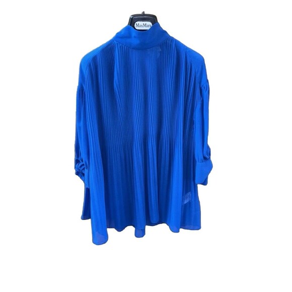 BY MALENE BIRGER WOMEN Cobalt Blue Pleated Accordion BLOUSE EU 36 US S Sheer - Picture 1 of 16